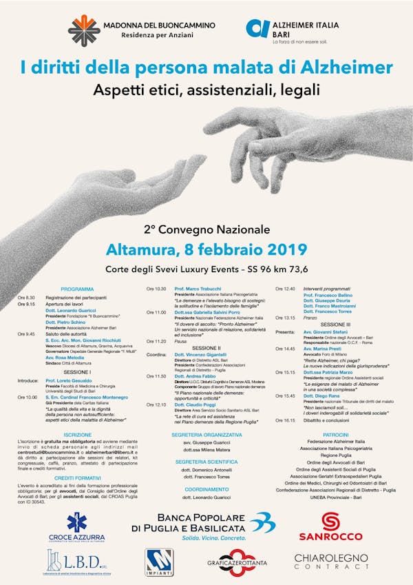 I diritti della Persona malata di Alzheimer. Convegno Nazionale, Altamura, 8 febbraio 2019