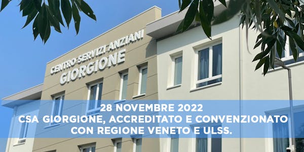 Centro Servizi Anziani Giorgione di Vigonza (PD) ottiene l'accreditamento da parte della Regione Veneto