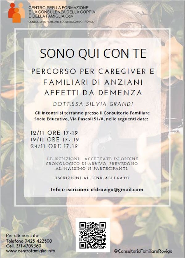 Sono qui con te: a Rovigo un percorso di formazione di tre incontri sulla Demenza Senile